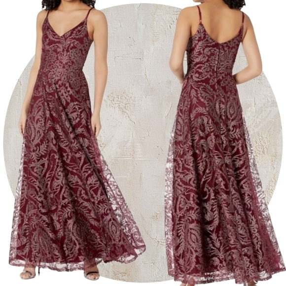 Xtraordinary Dresses & Skirts - Burgundy Lace Evening Gown